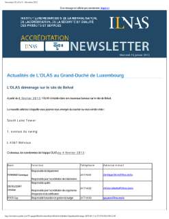 Newsletter OLAS - Décembre 2012