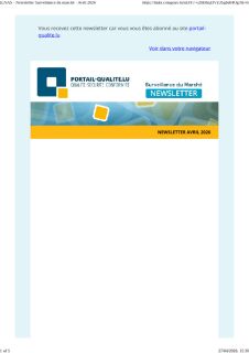 Newsletter Surveillance du marché - Avril 2026