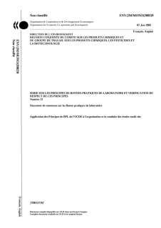 Document de consensus n°13 - Application des principes de BPL de l'OCDE à l'organisation et à la conduite des études multi-site