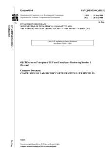 Consensus document n°5 - Compliance of laboratory suppliers with GLP principle