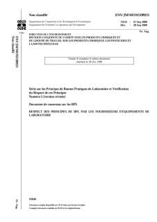 Document de consensus n°5 - Respect des principes de BPL par les fournisseurs d'équipements de laboratoire