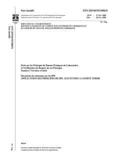 Document de consensus n°7 - Application des principes de BPL aux études à court terme
