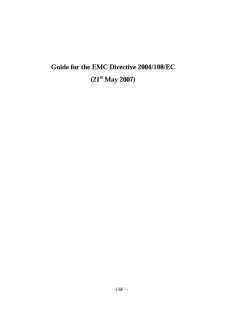 EMC - Guide for the Directive 2004/108/EC “Electromagnetic compatibility”