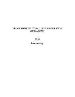 Programme général 2016 de la surveillance du marché au Luxembourg