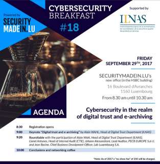 Invitation : Cybersecurity breakfast sur la confiance numérique et l’archivage électronique