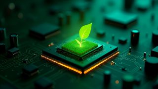 Exploring Green Technology: The Intersection of Eco-Conscious Computing and Circuit Board Innovations for a Sustainable Future - A Green World Icon on a Computer Chip
